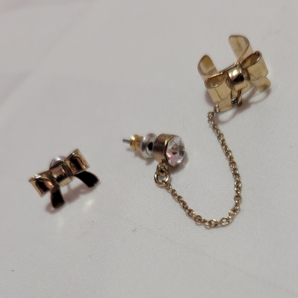 ALDO bow earring stud and cuff set